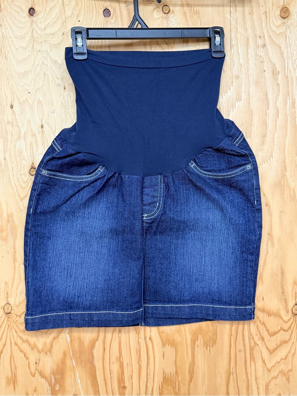 Motherhood Maternity Denim Mini Skirt Full Belly Panel Size M